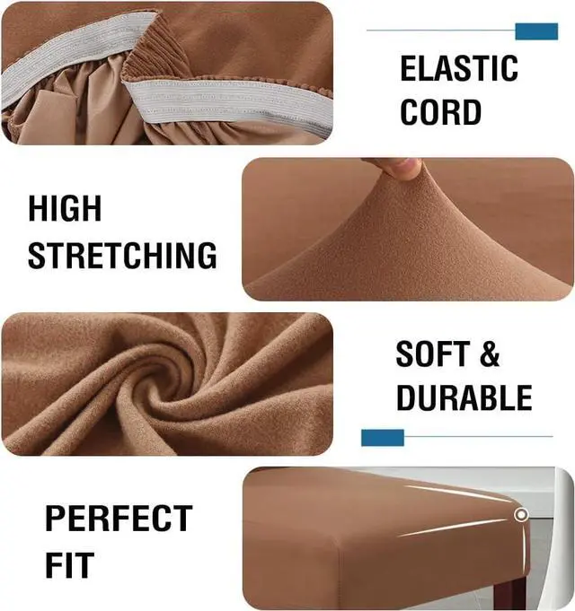 Alt view image 4 of 7 - H.VERSAILTEX 100% Waterproof Bar Stool Cover Stretch Counter Stool Pub Chair Slipcover for Dining Room Removable Soft Thick Solid Fleece Fabric Bar Stool Slipcovers Set of 4, Camel