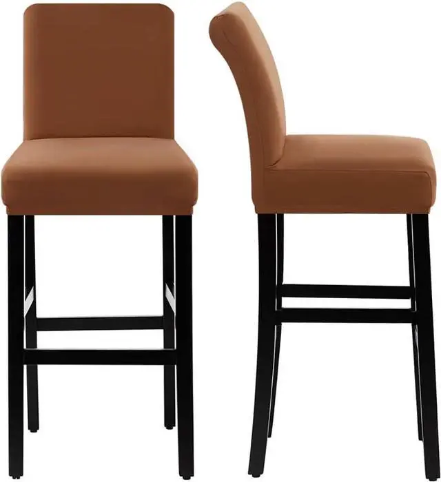 Alt view image 7 of 7 - H.VERSAILTEX 100% Waterproof Bar Stool Cover Stretch Counter Stool Pub Chair Slipcover for Dining Room Removable Soft Thick Solid Fleece Fabric Bar Stool Slipcovers Set of 4, Camel