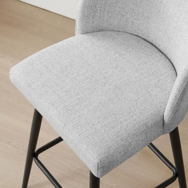 Alt view image 4 of 7 - Watson & Whitely Barstools Bar Height Set of 2, Upholstered 360° Swivel Bar Stools with Backs and Metal Legs, 30" H Seat Height, Fabric in White (Multi-Colored)