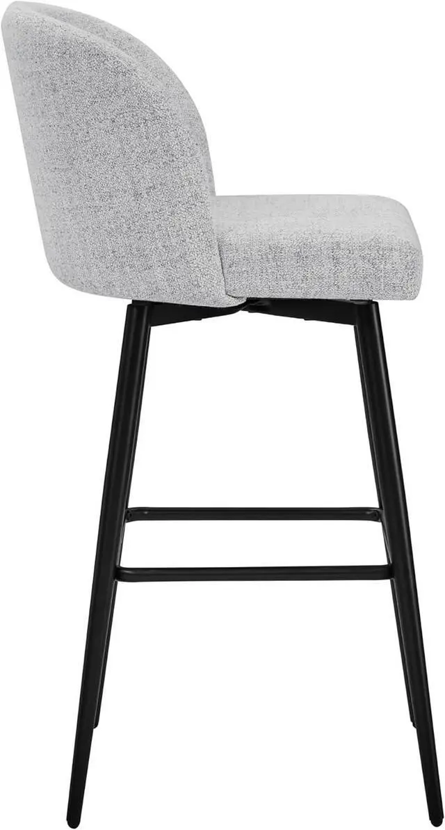 Alt view image 7 of 7 - Watson & Whitely Barstools Bar Height Set of 2, Upholstered 360° Swivel Bar Stools with Backs and Metal Legs, 30" H Seat Height, Fabric in White (Multi-Colored)