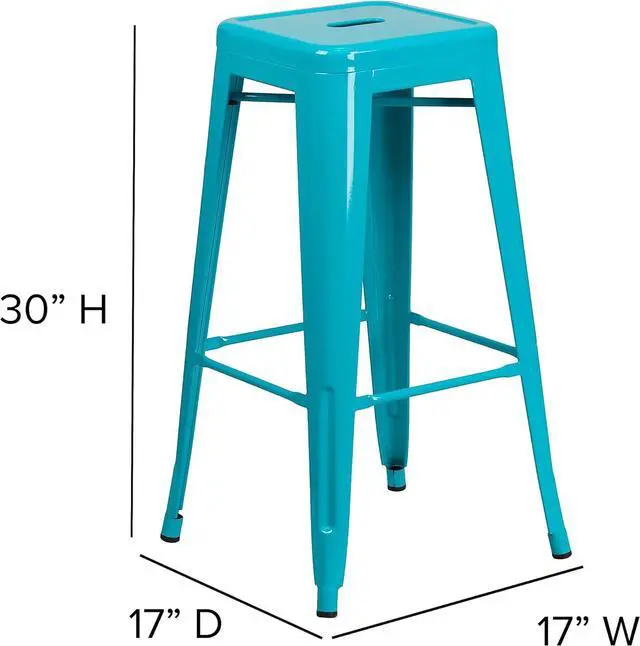Alt view image 3 of 7 - Flash Furniture Kai Commercial Grade 4 Pack 30" High Backless Crystal Teal-Blue Indoor-Outdoor Barstool