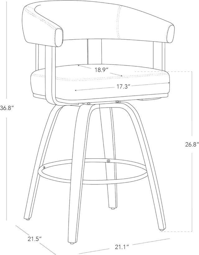 Alt view image 3 of 7 - CHITA Swivel Counter Height Barstools Set of 2, FSC Certified Polyester Upholstered Bar Stools with Back and Armrest for Kitchen Island Home Bar, 27" Seat Height, Cream with Walnut Frame