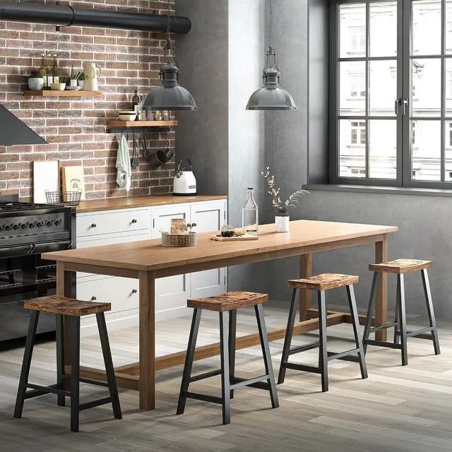 Alt view image 5 of 7 - VASAGLE Bar Stools, Set of 2 Bar Chairs, Kitchen Breakfast Bar Stools with Footrest, 23.6 Inches High, Industrial in Living Room, Party Room, Rustic Brown and Black ULBC074B01