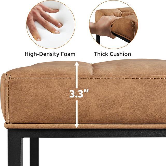 Alt view image 6 of 7 - Yaheetech Bar Stools Set of 2, 24 Inch Counter Height Bar Stools Set, Backless Kitchen Island Stools, Faux Leather Stools for Kitchen Counter, Brown