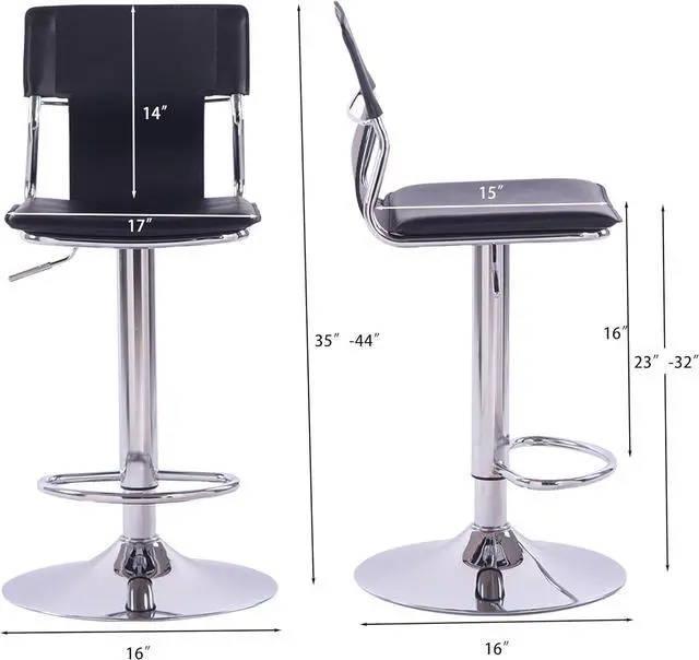 Alt view image 3 of 7 - Sidanli Black Bar Stools, Adjustable Barstools Set of 2, Swivel Bar Chairs with Back.