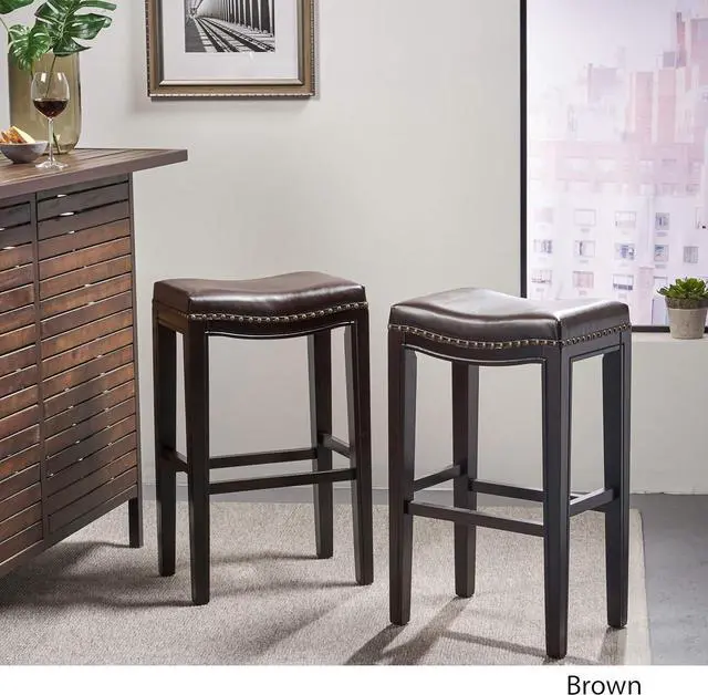 Alt view image 4 of 6 - Christopher Knight Home Avondale Backless Bar Stools,12"D x 18.13"W x 30"H, 2-Pcs Set, Brown