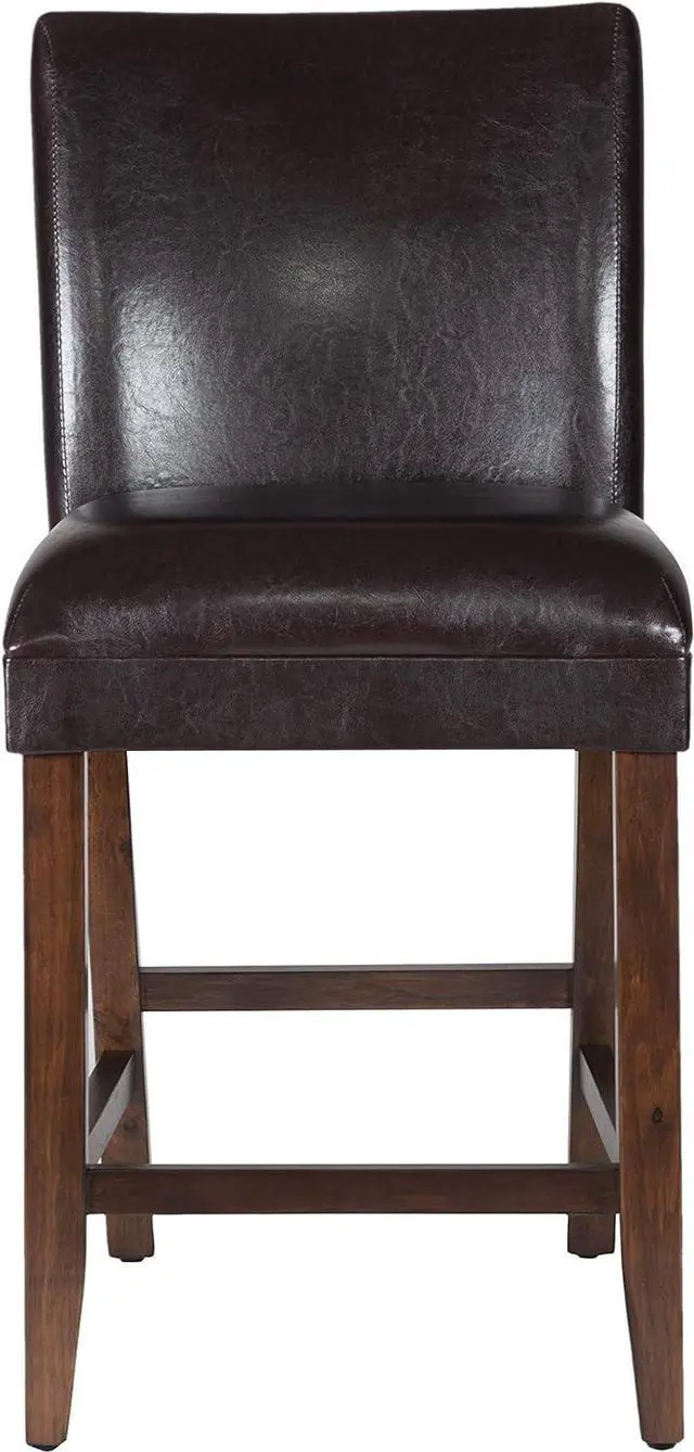 Main image of Homepop Home Decor | Classic Counter Height Bar Stools | Faux Leather 24 Inch Bar Stools | Decorative Home Furniture (Brown Faux)