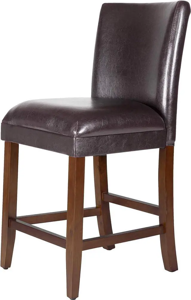 Alt view image 2 of 7 - Homepop Home Decor | Classic Counter Height Bar Stools | Faux Leather 24 Inch Bar Stools | Decorative Home Furniture (Brown Faux)