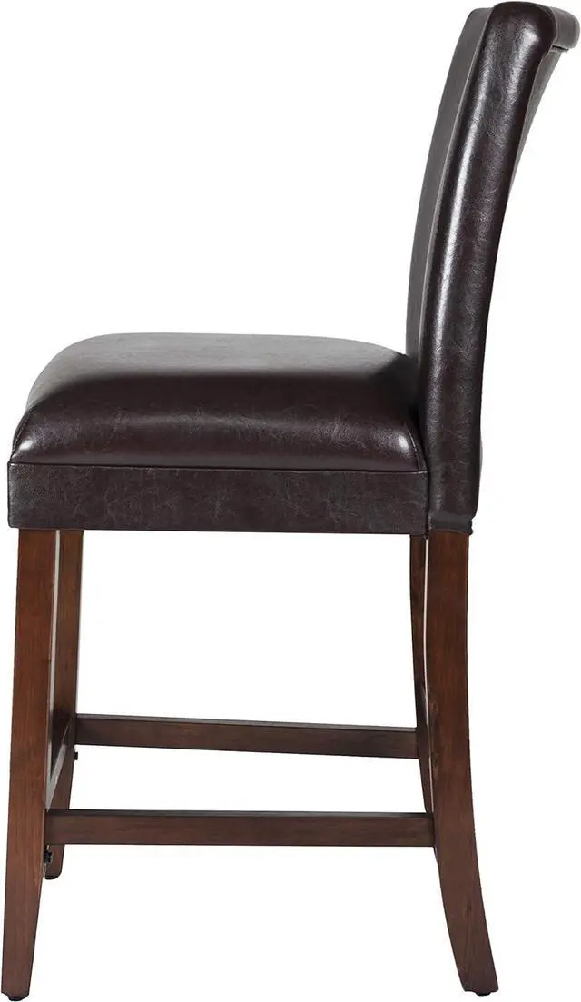 Alt view image 3 of 7 - Homepop Home Decor | Classic Counter Height Bar Stools | Faux Leather 24 Inch Bar Stools | Decorative Home Furniture (Brown Faux)