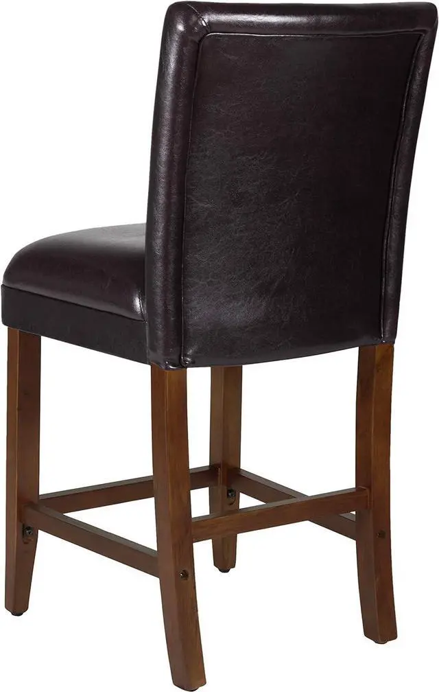 Alt view image 4 of 7 - Homepop Home Decor | Classic Counter Height Bar Stools | Faux Leather 24 Inch Bar Stools | Decorative Home Furniture (Brown Faux)