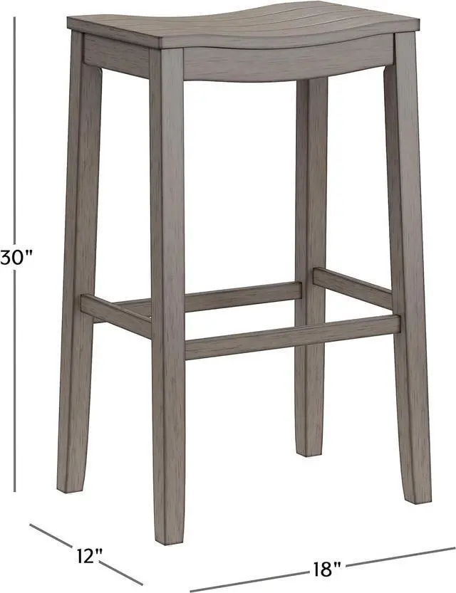Alt view image 3 of 6 - Hillsdale Furniture Fiddler Backless Saddle Bar Stool, Aged Gray