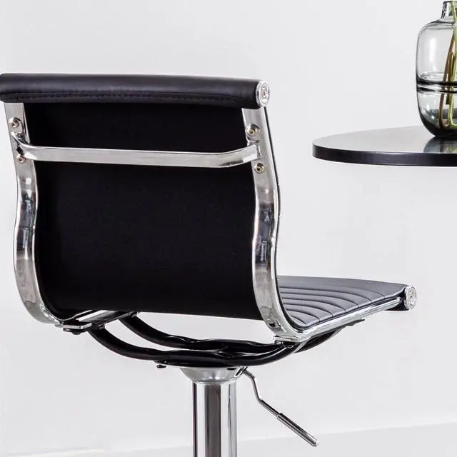 Alt view image 6 of 7 - Metal Bar Stools Chairs Set of 4 Height Adjustable Barstools Modern Black PU Leather Armless Counter Stool with Chrome Base for Kitchen Island/Bar/Dining Room - Black, 4PCS