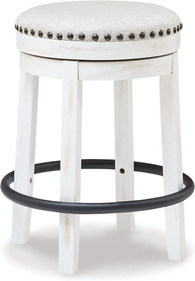 Main image of Signature Design by Ashley Valebeck 24" Counter Height Upholstered Swivel Stool, White & Black
