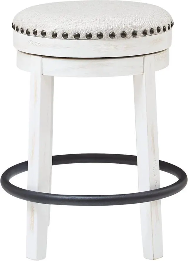 Alt view image 3 of 7 - Signature Design by Ashley Valebeck 24" Counter Height Upholstered Swivel Stool, White & Black