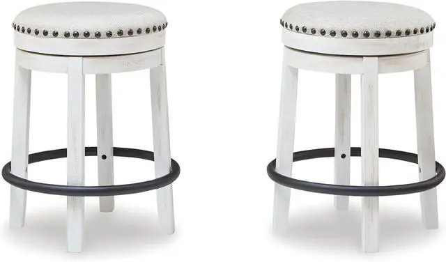 Alt view image 5 of 7 - Signature Design by Ashley Valebeck 24" Counter Height Upholstered Swivel Stool, White & Black