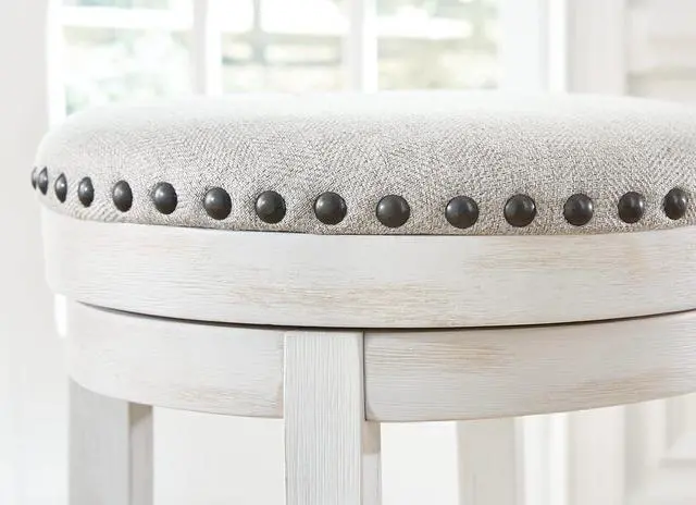 Alt view image 6 of 7 - Signature Design by Ashley Valebeck 24" Counter Height Upholstered Swivel Stool, White & Black