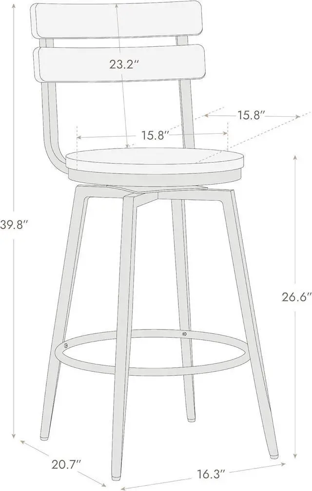 Alt view image 3 of 7 - Watson & Whitely Swivel Bar Stools with Detachable Back, 26 Counter Height Bar Stools, Rustic Farmhouse Wood Barstools Set of 2 for Kitchen & Dining Room, Metal Base in Antique Bronze, Brown