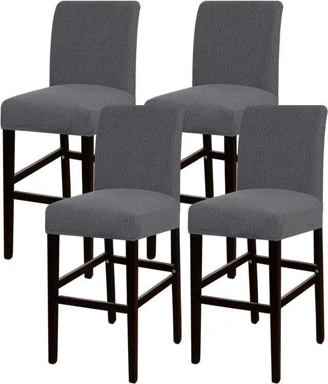 Main image of Turquoize Stretch Bar Stool Cover Counter Stool Pub Chair Slipcover for Dining Room Cafe Barstool Slipcover Removable Furniture Chair Seat Cover Jacquard Fabric with Elastic Bottom Set of 4,Gray