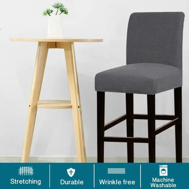 Alt view image 2 of 7 - Turquoize Stretch Bar Stool Cover Counter Stool Pub Chair Slipcover for Dining Room Cafe Barstool Slipcover Removable Furniture Chair Seat Cover Jacquard Fabric with Elastic Bottom Set of 4,Gray