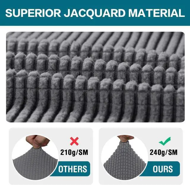 Alt view image 3 of 7 - Turquoize Stretch Bar Stool Cover Counter Stool Pub Chair Slipcover for Dining Room Cafe Barstool Slipcover Removable Furniture Chair Seat Cover Jacquard Fabric with Elastic Bottom Set of 4,Gray