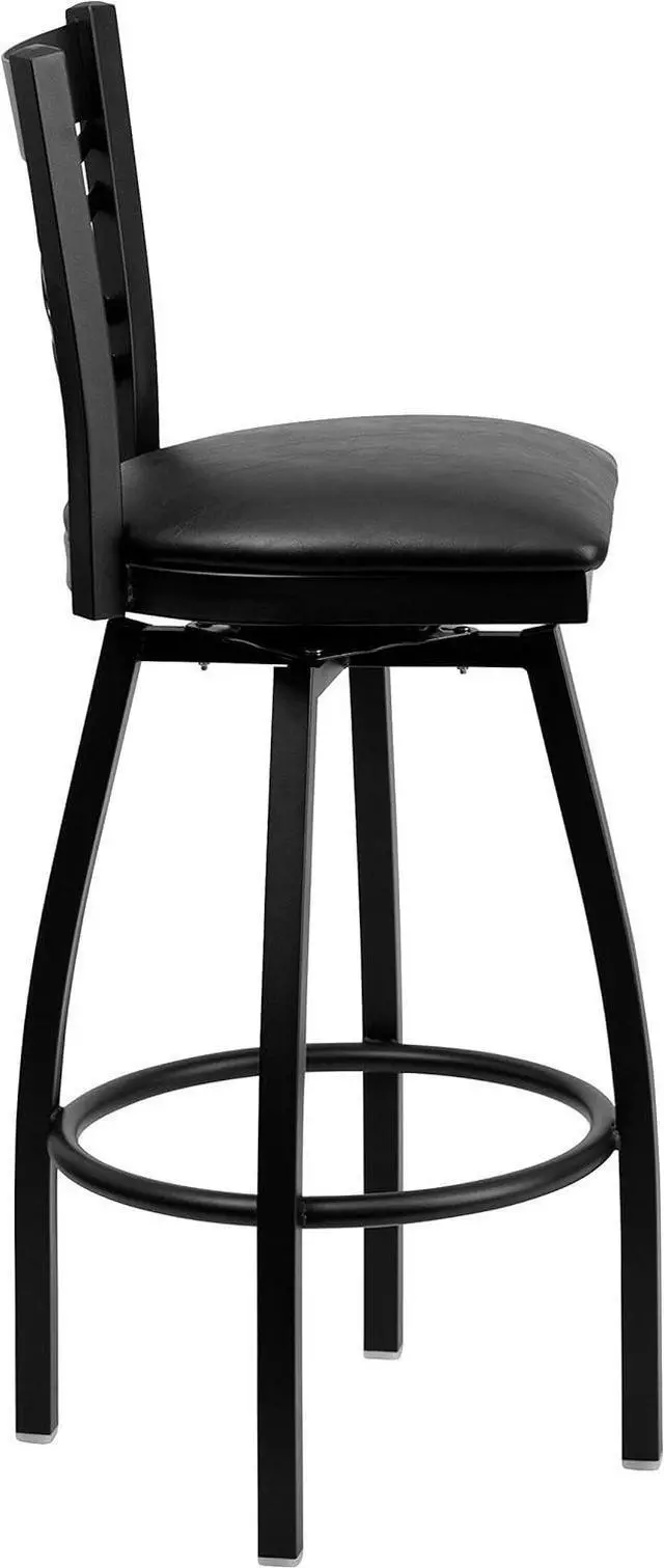 Alt view image 6 of 7 - Flash Furniture Hercules Series "X" Back Metal Restaurant Barstool, Modern Upholstered Armless Bar Height Chair for Restaurants and Kitchens, Black