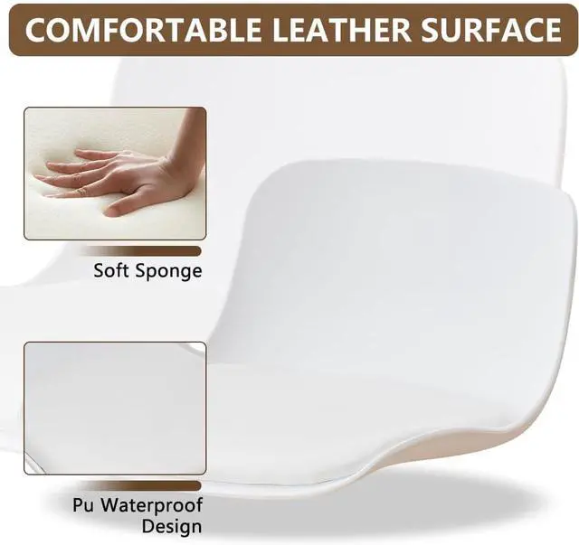 Alt view image 4 of 7 - Kidol & Shellder White Bar Stools Set of 2 Adjustable Counter Height Stools Modern PU Leather Swivel with Back Barstools Upholstered Kitchen Island Chairs taburetes para barra de cocina