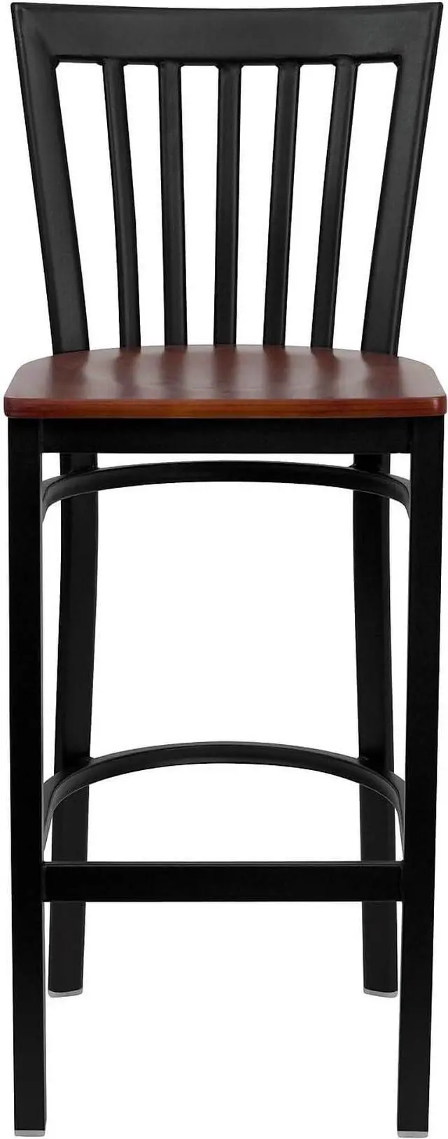 Alt view image 7 of 7 - Flash Furniture 2 Pk. HERCULES Series Black School House Back Metal Restaurant Barstool - Cherry Wood Seat