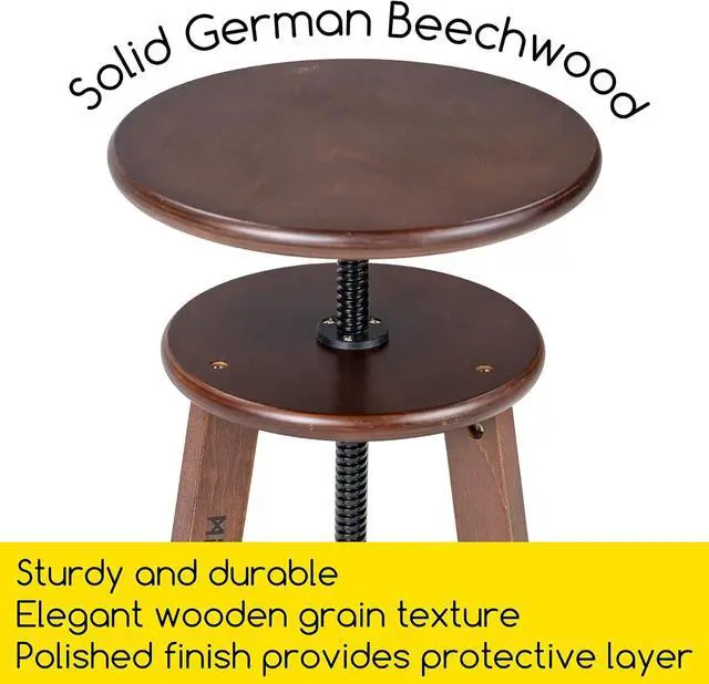 Alt view image 4 of 6 - MEEDEN Walnut Drafting Stool with Solid Beech Wood, Height Adjustable Artist Stool, Studio Stool, Wood Bar Stool, Kitchen Stool, Office Stool, Perfect for Studio, Home Use, Bars
