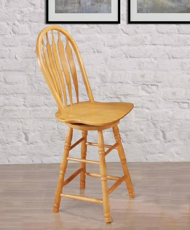 Alt view image 2 of 5 - Sunset Trading Selections 24" Counter Height Swivel Barstool, Light Oak