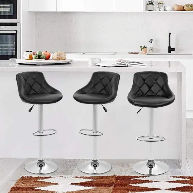 Alt view image 2 of 7 - BestOffice Counter Height Bar Stools Set of 2 Barstools Swivel Stool Height Adjustable Bar Chairs with Back PU Leather Swivel Bar Stool Kitchen Counter Stools Dining Chairs