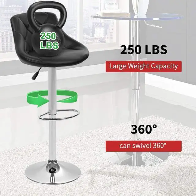 Alt view image 5 of 7 - BestOffice Counter Height Bar Stools Set of 2 Barstools Swivel Stool Height Adjustable Bar Chairs with Back PU Leather Swivel Bar Stool Kitchen Counter Stools Dining Chairs