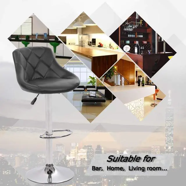 Alt view image 7 of 7 - BestOffice Counter Height Bar Stools Set of 2 Barstools Swivel Stool Height Adjustable Bar Chairs with Back PU Leather Swivel Bar Stool Kitchen Counter Stools Dining Chairs