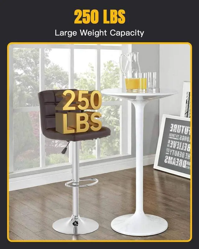 Alt view image 4 of 7 - BestOffice Bar Stool Set of 2 Modern Barstools Counter Height Swivel Bar Stool Height Adjustable PU Leather Bar Chairs Hydraulic Home Kitchen Stools Dining Room Chairs