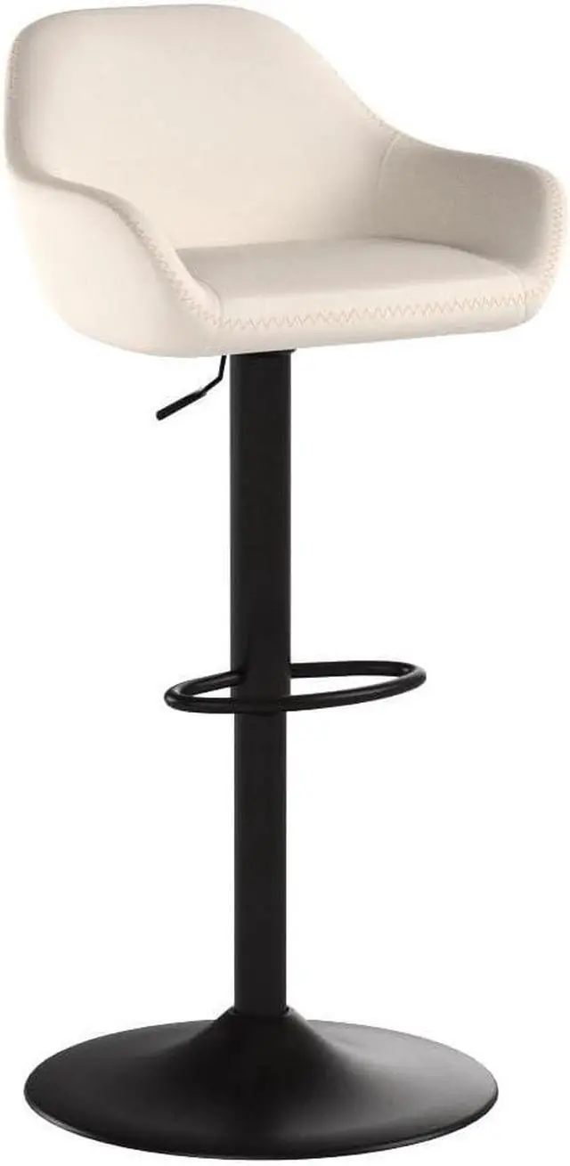 Alt view image 5 of 7 - Glitzhome Mid Century Bar Stools Set of 2 Vintage Swivel Leather Adjustable Bar Chair with Backrest and Footrest, Modern Pub Kitchen Counter Height Barstools, Coconut Milk