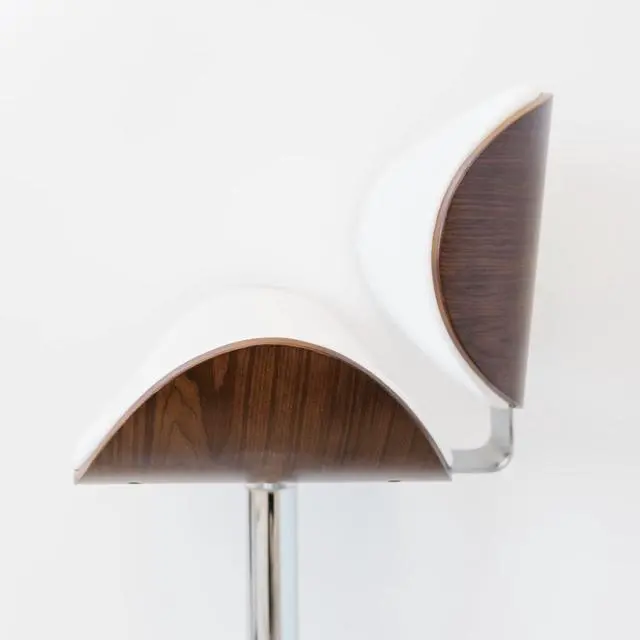 Alt view image 7 of 7 - Signature Design by Ashley Bellatier Mid-Century Modern 34" Adjustable Height Curved Bar Stool, Brown & White