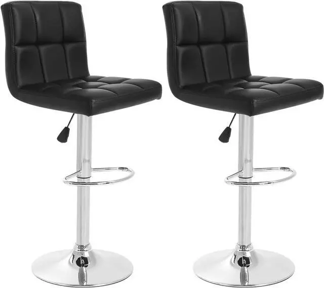Main image of Barstools Set of 2 Counter Height Bar Stools Height Adjustable Back PU Leather Swivel Bar Stool Bar Chairs Hydraulic Swivel Dining Chairs for Kitchen Bar Restaurant Living Room,Black