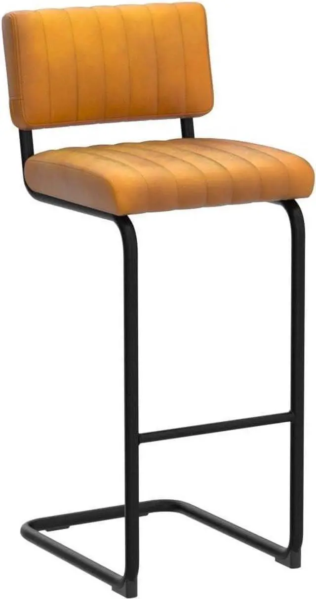 Alt view image 4 of 7 - ONEVOG 30 Inch Modern Bar Stools Set of 2, Upholstered Mid Century Modern Bar Height Stools Chairs with Tufted Cushion and Backs, Velvet Fabric Cantilever Barstools for Kitchen Island Pub