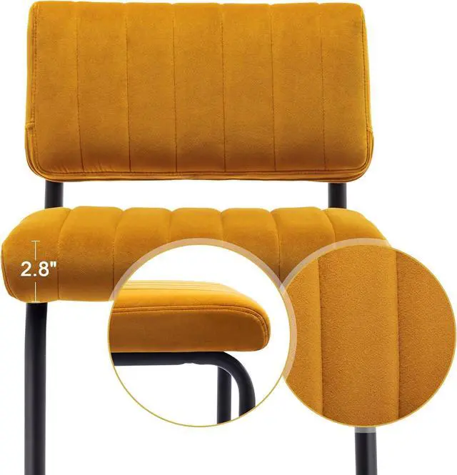 Alt view image 3 of 7 - ONEVOG 30'' Modern Bar Stools with Tufted Backs, Upholstered Velvet Fabric Bar Height Stools Chairs, Mid Century Cantilever Barstools for Kitchen Island Pub Set of 2