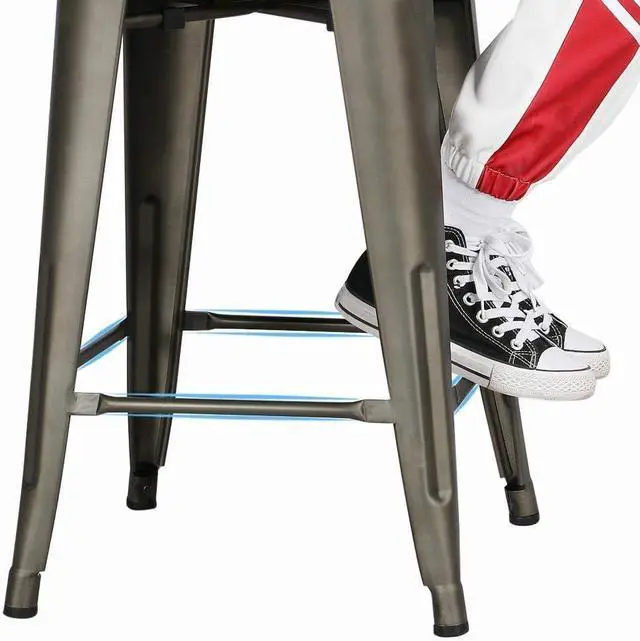 Alt view image 5 of 7 - Yaheetech 30'' Metal Bar Stools 4PCS Bar Height Barstools Stackable Bar Chairs for Bistro/Patio/Cafe/Restaurant/Dining Room/Kitchen, Metal