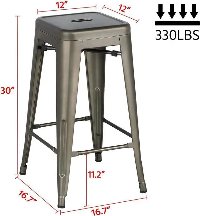Alt view image 2 of 7 - Yaheetech 30'' Metal Bar Stools 4PCS Bar Height Barstools Stackable Bar Chairs for Bistro/Patio/Cafe/Restaurant/Dining Room/Kitchen, Metal
