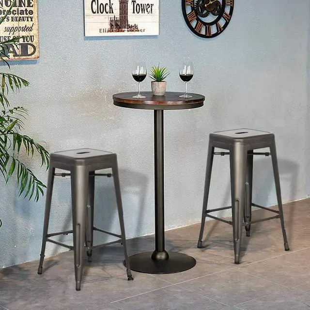 Alt view image 6 of 7 - Yaheetech 30'' Metal Bar Stools 4PCS Bar Height Barstools Stackable Bar Chairs for Bistro/Patio/Cafe/Restaurant/Dining Room/Kitchen, Metal