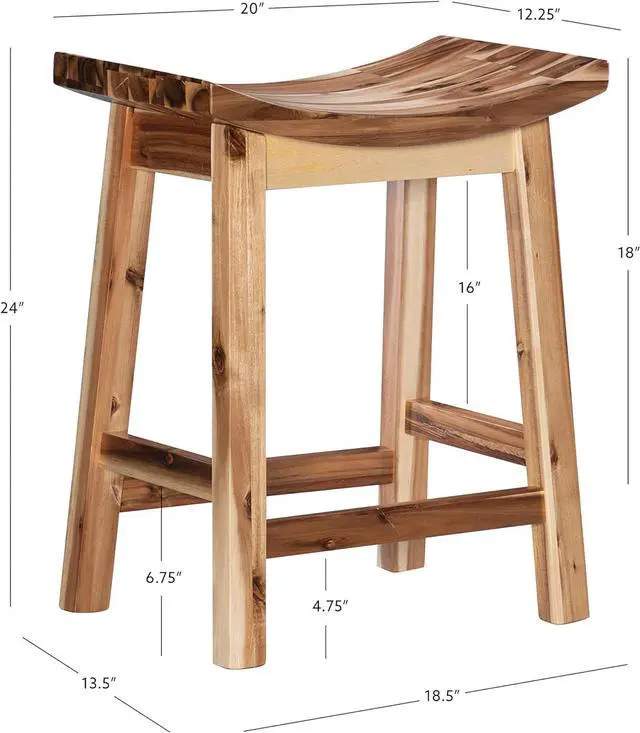 Alt view image 3 of 7 - Powell Furniture Dale Saddle Bar Stool Natural Wood