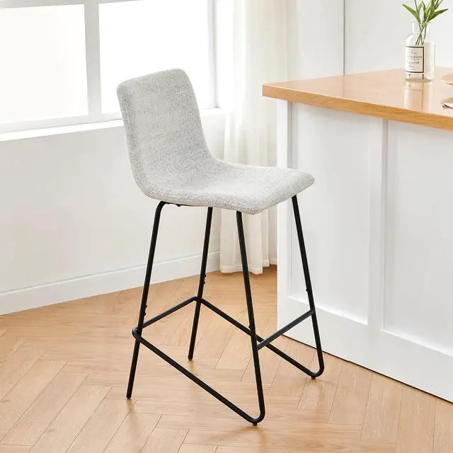Alt view image 4 of 7 - Watson & Whitely Bar Stools, Fabric Upholstered Bar Stool with Back, White (Multi-Colored)
