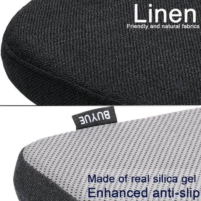 Alt view image 6 of 6 - BUYUE Natural Linen Magnetic Bar Stool Cushions Set of 4, Enhanced Anti-Slip Breathable Small Chair Seat Pads for Café Bistro Stackable Metal Stools (Square, Black, 4 Counts)