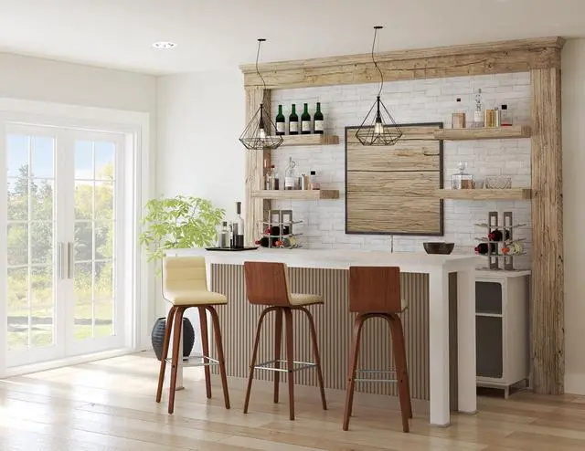 Alt view image 2 of 7 - Armen Living Vienna Bar Height Bar Stool Kitchen and Dining, 30" Cream/Walnut, More color/size option