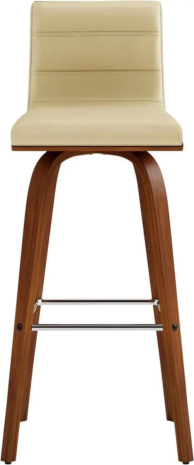 Alt view image 4 of 7 - Armen Living Vienna Bar Height Bar Stool Kitchen and Dining, 30" Cream/Walnut, More color/size option