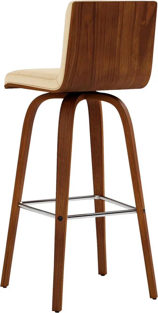 Alt view image 6 of 7 - Armen Living Vienna Bar Height Bar Stool Kitchen and Dining, 30" Cream/Walnut, More color/size option