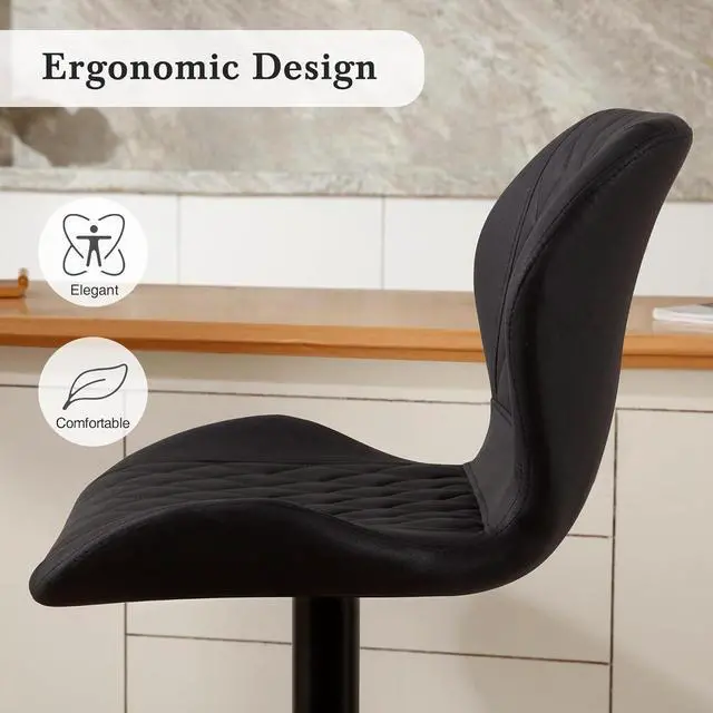 Alt view image 4 of 7 - Bar Stools Set of 2, Modern Swivel Counter Height Barstools for Kitchen Island Chairs, Adjustable Faux Leather Bar Stools with Back for Kitchen Counter Bar, Black