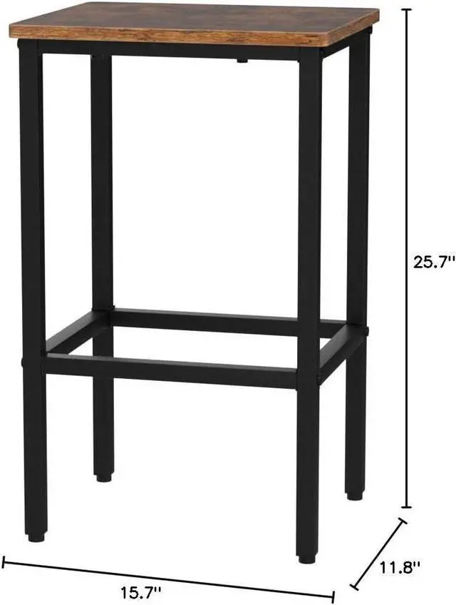 Alt view image 3 of 7 - SUPER DEAL Counter Height Bar Stools Set of 2 for Kitchen, 26 Inches Industrial Backless Metal BarStools with Wood Top, Rustic Brown