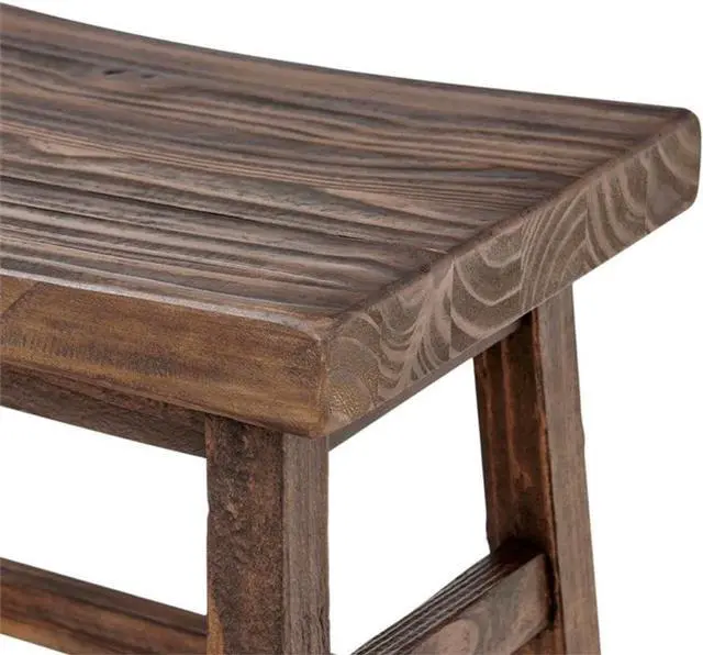 Alt view image 4 of 7 - Pomona 20 in. Solid Wood Barstool, Natural Farmhouse Style Barstool for Modern Accent Furniture in Kitchen or Dining Room